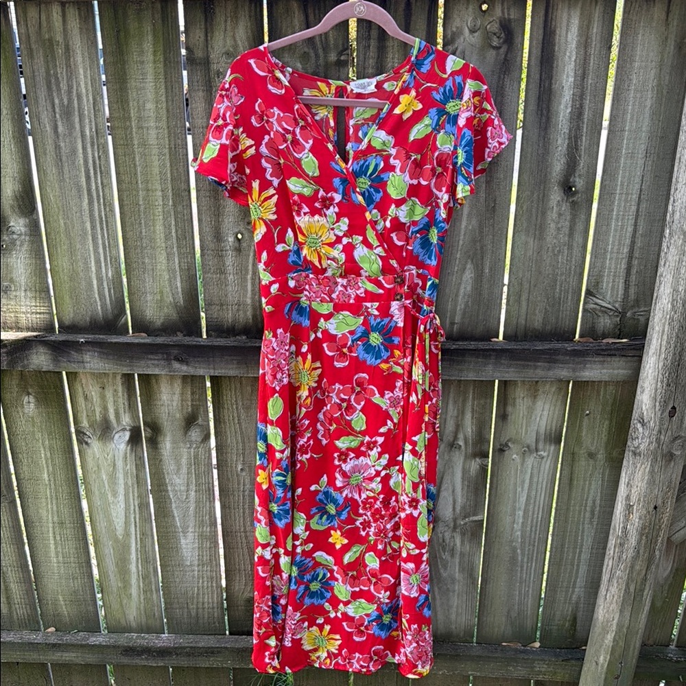Sienna Sky Floral Red Wrap Dress